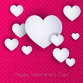 Happy Valentine`s Day! Beautiful Heart! Abstract paper art 3D Hearts on pink background. Valentines Day card. Royalty Free Stock Photo